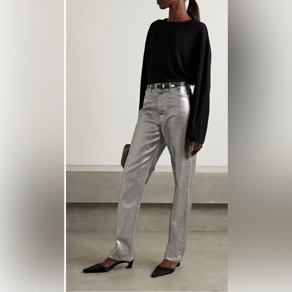 NWT Veronica Beard Daniela Straight-Leg Metallic Jeans size 26 - Picture 2 of 9